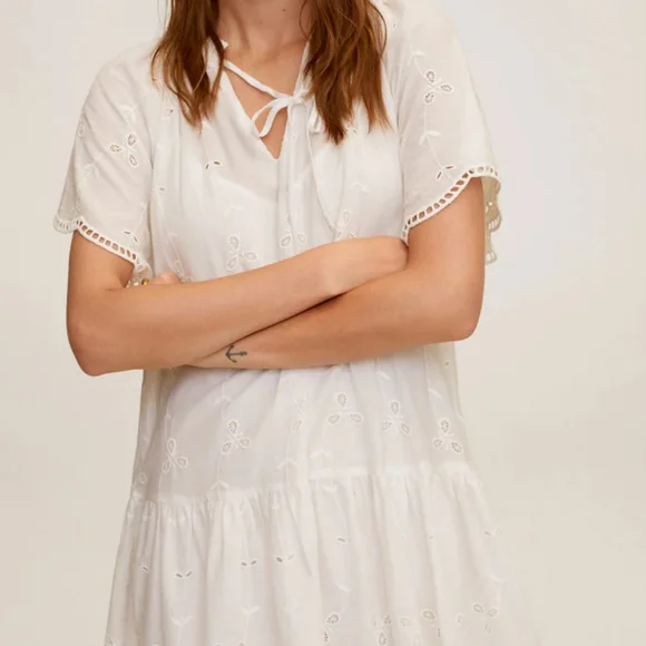 🔥Last 1🔥MANGO Embroidered cotton flare dress - Picture 8 of 8